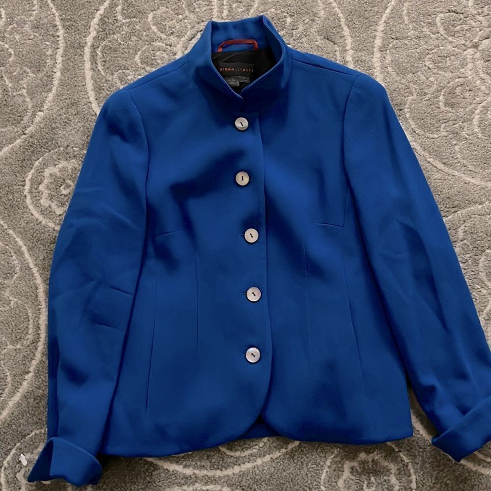 Talbots Royal Blue Mandarin Collar Blazer